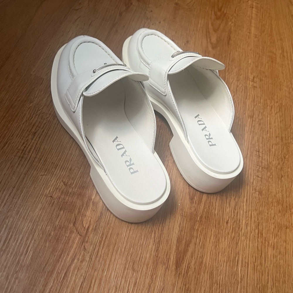 Prada White Loafer Mules size 7 - Picture 5 of 10
